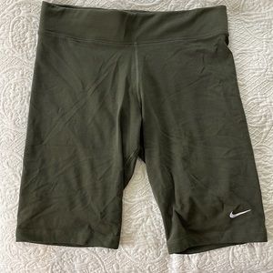 Army green Nike soft biker shorts